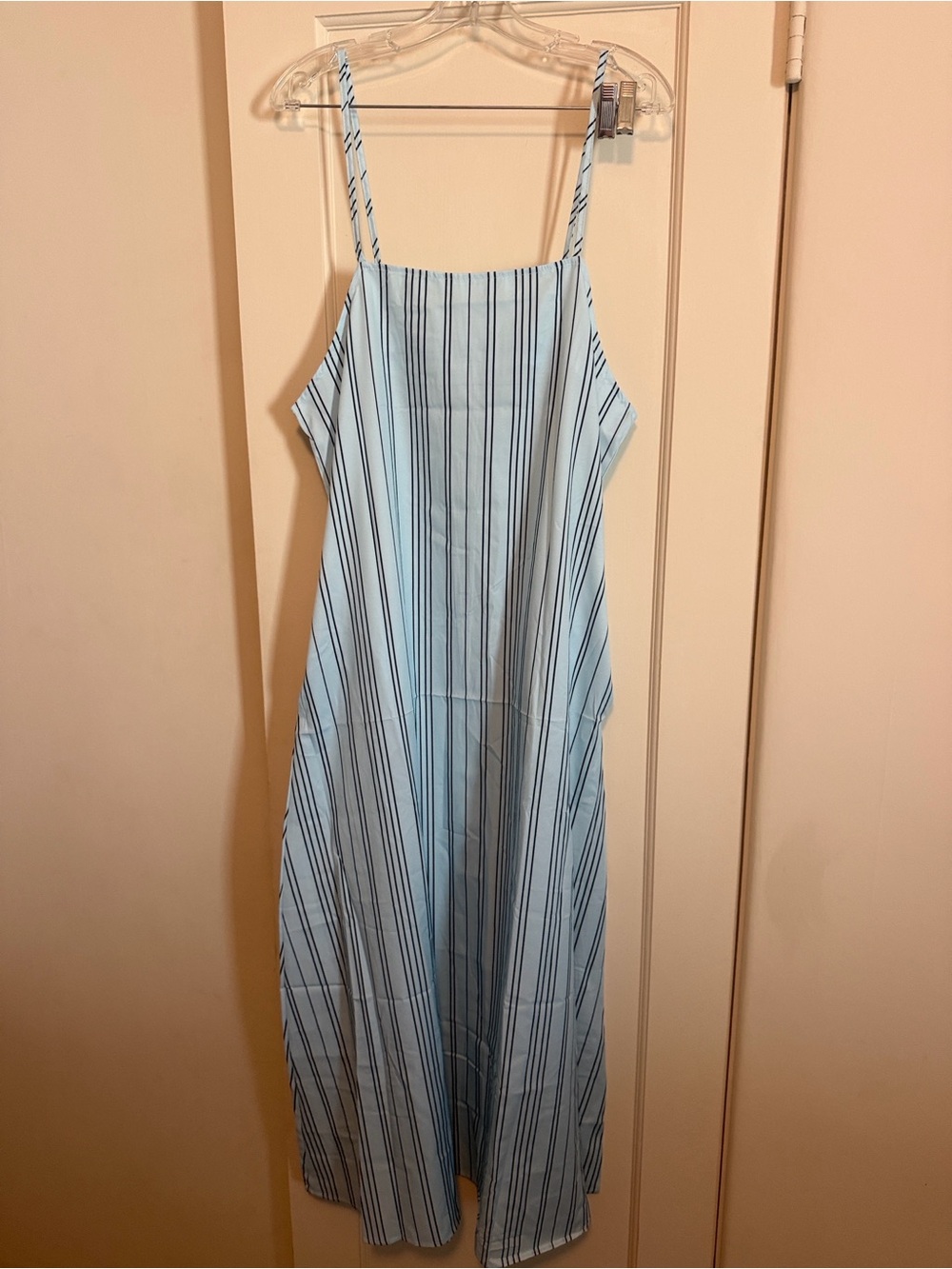 Light Blue Striped Spaghetti Strap Dress